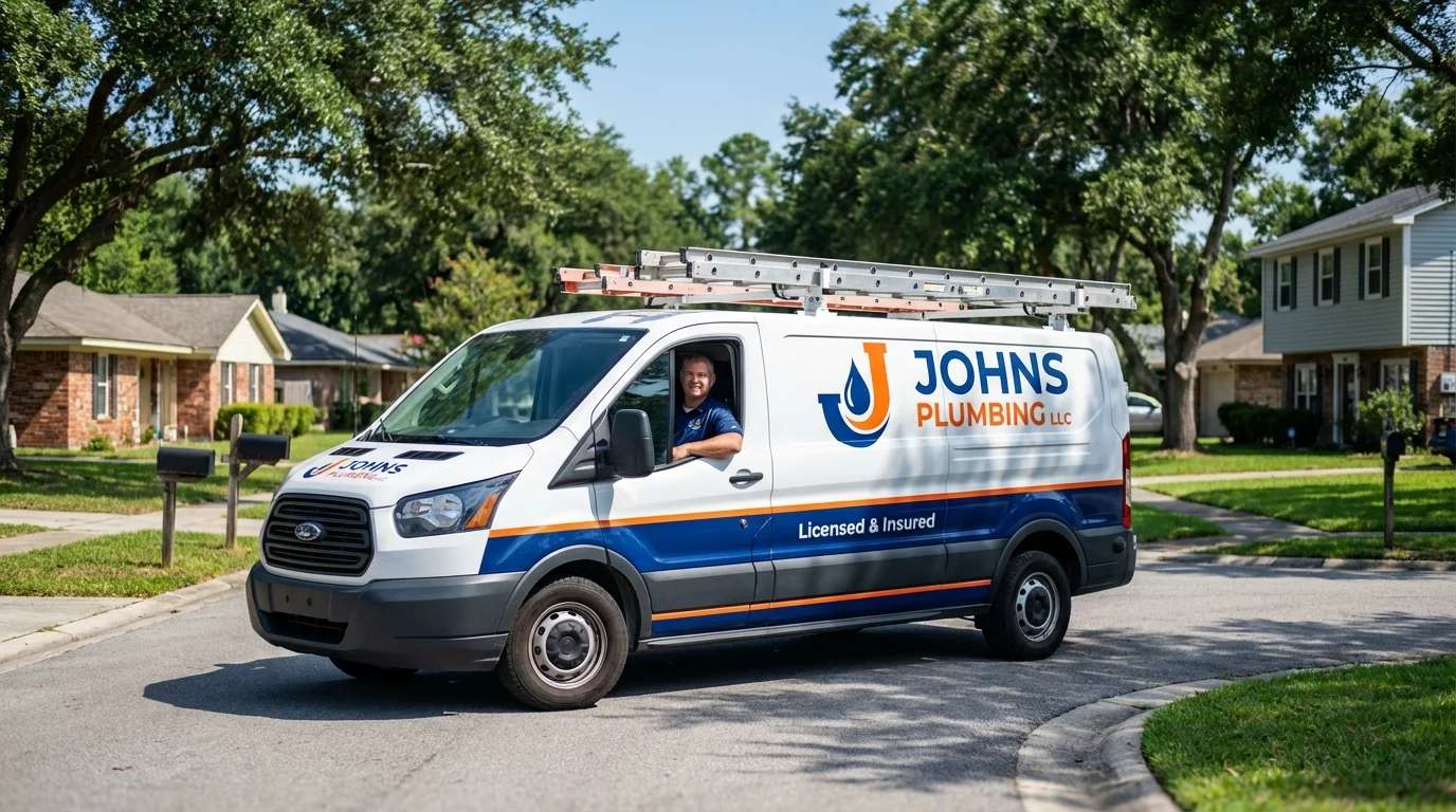 Johns Plumbing LLC service van in Chesterland, OH