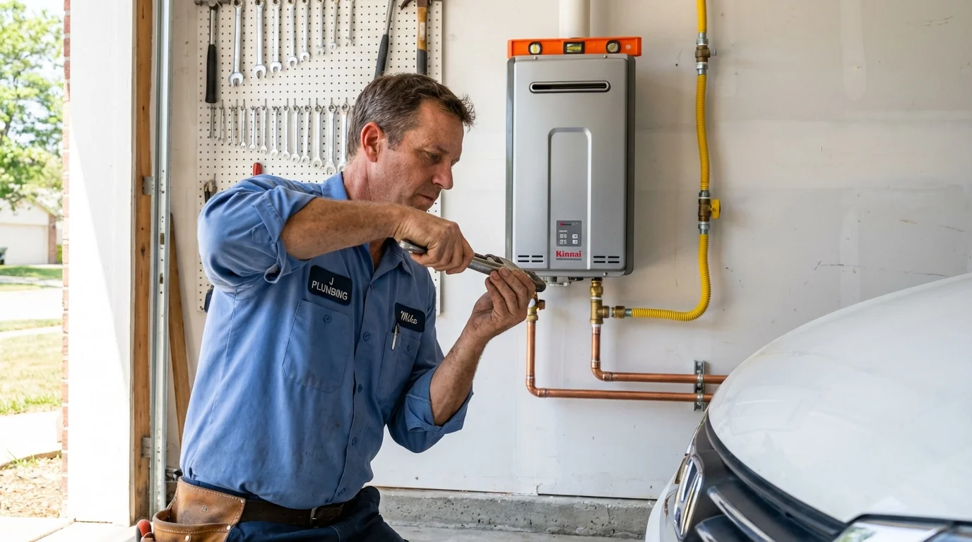 Tankless water heater installation by a Johns Plumbing LLC plumber in Chesterland